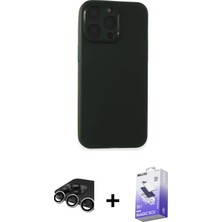 Cepte Toptan iPhone 15 Pro Atlas Minimal Prime - Siyah Bilvis 5in1 5d Magic Hayalet Cam Ekran Koruyucu + Gümüş Raze Metal Kamera Lens