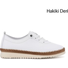 Gönderi(r) Kadın Beyaz  Bağcıklı Hakiki Deri Comfort Ayakkabı