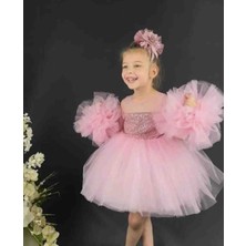 Masal Pembe Ponponlu Elbise