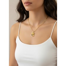 Gistoria Ataç Zincirli Sarı Çiçek Madalyon Kolye