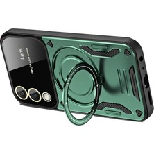 Uravas Store Galaxy S25 Edge Kılıf Joy Lens Standlı Kapak - Koyu Yeşil