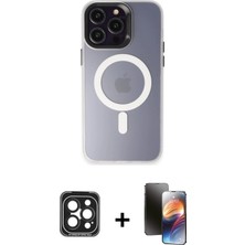 Cepte Toptan iPhone 15 Pro Max Kozmos Çizgi Prime - Siyah 3D Antistatik Mat Seramik Nano Ekran Koruyucu + Siyah Pvd Metal Kamera Lens