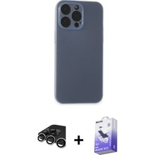 Cepte Toptan iPhone 15 Pro Atlas Minimal Prime - Siyah Bilvis 5in1 5d Magic Hayalet Cam Ekran Koruyucu + Gümüş Raze Metal Kamera Lens