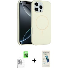 Cepte Toptan iPhone 16 Pro Max Yankı Form Serisi - Şeffaf Pasifik Cam Ekran Koruyucu + Beyaz Raze Metal Kamera Lens