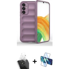 Cepte Toptan Galaxy A15 4g Atlas Koleksiyonu - Siyah 3D Antistatik Seramik Nano Ekran Koruyucu + Şeffaf Kamera Lens Koruma Cam