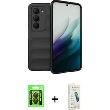 Cepte Toptan Redmi 15 4g Atlas Koleksiyonu - Şeffaf Pasifik Cam Ekran Koruyucu + Siyah Raze Metal Kamera Lens