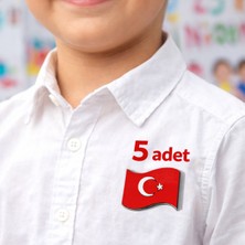 23 Nisan Türk Bayraklı Rozet 5 Adet Ahşap Yaka Rozeti Okul ve Kreş Etkinliği