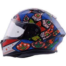 Zeus KASK/ZS-826 Pearl Black Bk6 Blue Full Face Kask