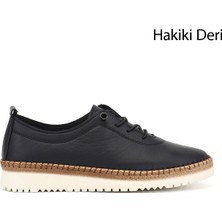 Gönderi(r) Kadın Siyah  Bağcıklı Hakiki Deri Comfort Ayakkabı