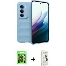 Cepte Toptan Redmi 15 4g Atlas Koleksiyonu - Şeffaf Pasifik Cam Ekran Koruyucu + Siyah Raze Metal Kamera Lens