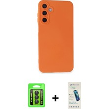 Cepte Toptan Galaxy A15 4g Ahenk Serisi - Şeffaf Pasifik Cam Ekran Koruyucu + Siyah Raze Metal Kamera Lens