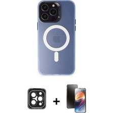 Cepte Toptan iPhone 15 Pro Max Kozmos Çizgi Prime - Siyah 3D Antistatik Mat Seramik Nano Ekran Koruyucu + Siyah Pvd Metal Kamera Lens