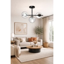 Esslight Riva 3’lü Füme Glob Camlı Modern Salon Mutfak Yatak Odası Avizesi