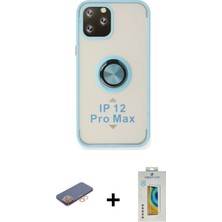 Cepte Toptan iPhone 12 Pro Max Yörünge Çizgi - Siyah Polymer Nano Ekran Koruyucu + Turuncu Renkli Kamera Lens Koruma Cam