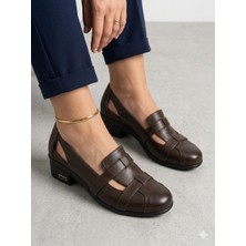 Tamdabu Ayakkabı Hakiki Deri Acı Kahve Anatomik Taban Comfort Kadın Ayakkabı TMD202441