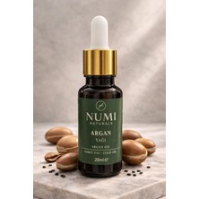 NUMI Naturals %100 Saf Argan Yağı 20 ml – Soğuk Sıkım Argan Oil | Saç, Cilt ve Bakım Için Doğal Yağ