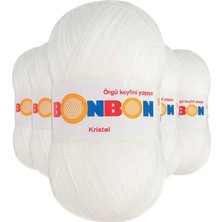 MiraLive 5 Adet Kristal El Örgü Lif Ipi Beyaz 98200