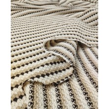 Kumaş Parça Krem Bej Kahve Renkte Örme Kumaş 180X200CM