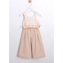 Miniğimin Cicileri Doğal Doku Kız Çocuk Bluz Pantolon Takımı - Bej