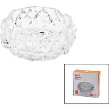 MiraLive Büyük Cam - Dıamond Kristal Şekil Yuvarlak Küllük Çap: 12.8cm - D: 5.2cm (K95)