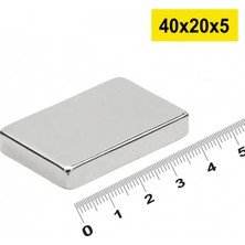 MiraLive 50 Adet 40X20X5MM Neodyum Magnet Güçlü N35 Mıknatıs Köşeli Nikel Kaplama