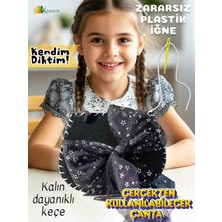 Kabajur Keçe Dikiş Seti – Çocuklar Için Siyah Fiyonklu Çanta