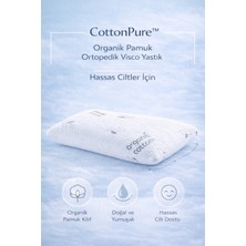 Uykuva Cottonpure™ Organik Pamuk Ortopedik Visco Yastık 60X40X13 cm Hassas Ciltler Için