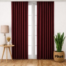 Pikeli Lüks Blackout Karartma Perde - Işık Kesici - Isı & Ses Yalıtımlı (Bordo)