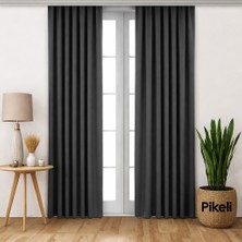 Pikeli Lüks Blackout Karartma Perde - Işık Kesici - Isı & Ses Yalıtımlı (Antrasit)