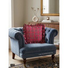 Fırfırlı Ekose Kırlent Kılıfı