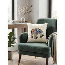 Punch Işlemeli Fil Desenli Dekoratif Kırlent Kılıfı