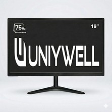 Uniywell 19 İnç 75Hz LED Monitör - HDMI + VGA Girişli, HD Ready Güvenlik Kamerası (NVR/DVR) ve Ofis Monitörü