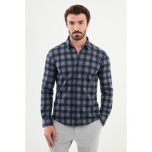 MCR Kareli Slim Fit Yün Erkek Gömlek