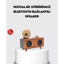 Uravas Store Gramofon Tasarımlı Bluetooth Hoparlör – 3D Stereo Ses, 1800 Mah Batarya
