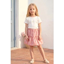 Magu Kız Çocuk Pamuklu Papatya Desenli Tişört Etek Takım