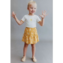 Magu Kız Çocuk Pamuklu Papatya Desenli Tişört Etek Takım