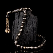 İskender Tesbih Hat Işlemeli Siyah Mineli Altın Tesbih