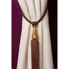 Mefaks Tekstil Mefaks Kafes Lale Model Perde Bağı Braçol Tek Adet Barok Sarkıtlı Kahverengi