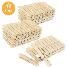 Zuzu Made Ahşap Çamaşır Mandalı Çamaşır Maşası 48 Adet Ağaç Mandal Tahta Mandal