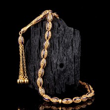 İskender Tesbih Arpa Kesim Lacivert Mineli Telkari Altın Tesbih