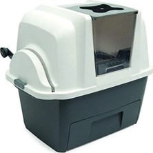 Esranın Dünyası Otomatik Kedi Tuvalet Kabı - Gri/beyaz, 66 x 48 x 63 cm