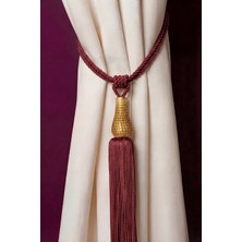 Mefaks Tekstil Mefaks Kafes Lale Model Perde Bağı Braçol Tek Adet Barok Sarkıtlı Bordo
