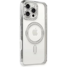 BSH Gülbay Mobilya Newface iPhone 16 Pro Kılıf Joke Simli Magneticsafe Kılıf - Gümüş