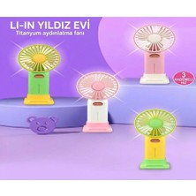 Alfa Life Marketing Mini Taşınabilir Şarjlı El Fanı 3 Kademeli Işıklı Masa Üstü Telefon Tutmalı