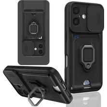 BSH Gülbay Mobilya Newface iPhone 16 Kılıf Zuma Kartvizitli Yüzüklü Silikon - Siyah