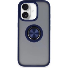 BSH Gülbay Mobilya Newface iPhone 16 Kılıf Montreal Yüzüklü Silikon Kapak - Lacivert