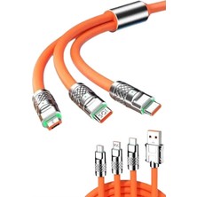 Elektronikçim 120W 3 In 1 Uyumlu Silikon Şarj Kablosu Hızlı Şarj Kablosu