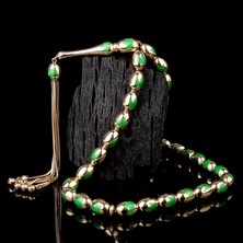 İskender Tesbih Yaprak Desen Işlemeli Altın Tesbih