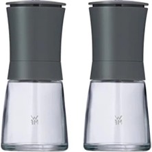 Esranın Dünyası Gri 2'li Baharat Değirmeni Seti - 14 cm Yükseklik, Seramik Değirmen