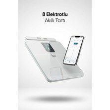 Fressi Dijital Baskül Shape Pro 8 Elektrotlu Gümüş Akıllı Tartı LCD Ekranlı Hassas Ölçüm